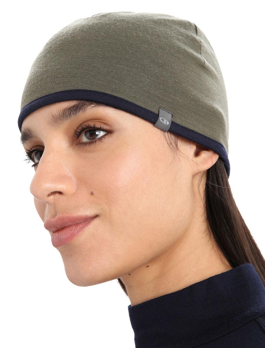 Chapeaux Icebreaker Unisex Merino Pocket Beanie Homme Vert Olive Bleu Marine | FR 1101UZGT